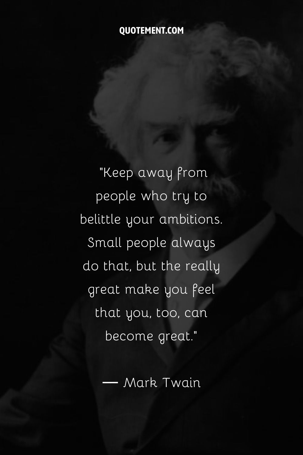 Retrato de Mark Twain representando una cita inspiradora de Mark Twain