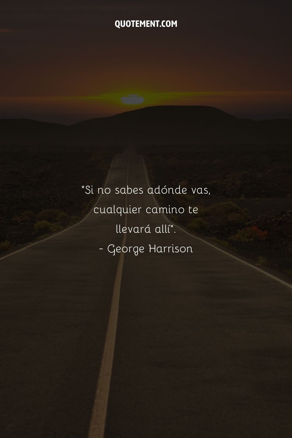 imagen de una carretera bajo la puesta de sol que representa una cita de George Harrison