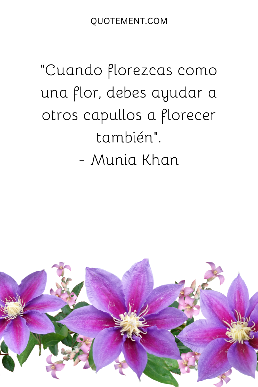 "Cuando florezcas como una flor, debes ayudar a otros capullos a florecer también". - Munia Khan