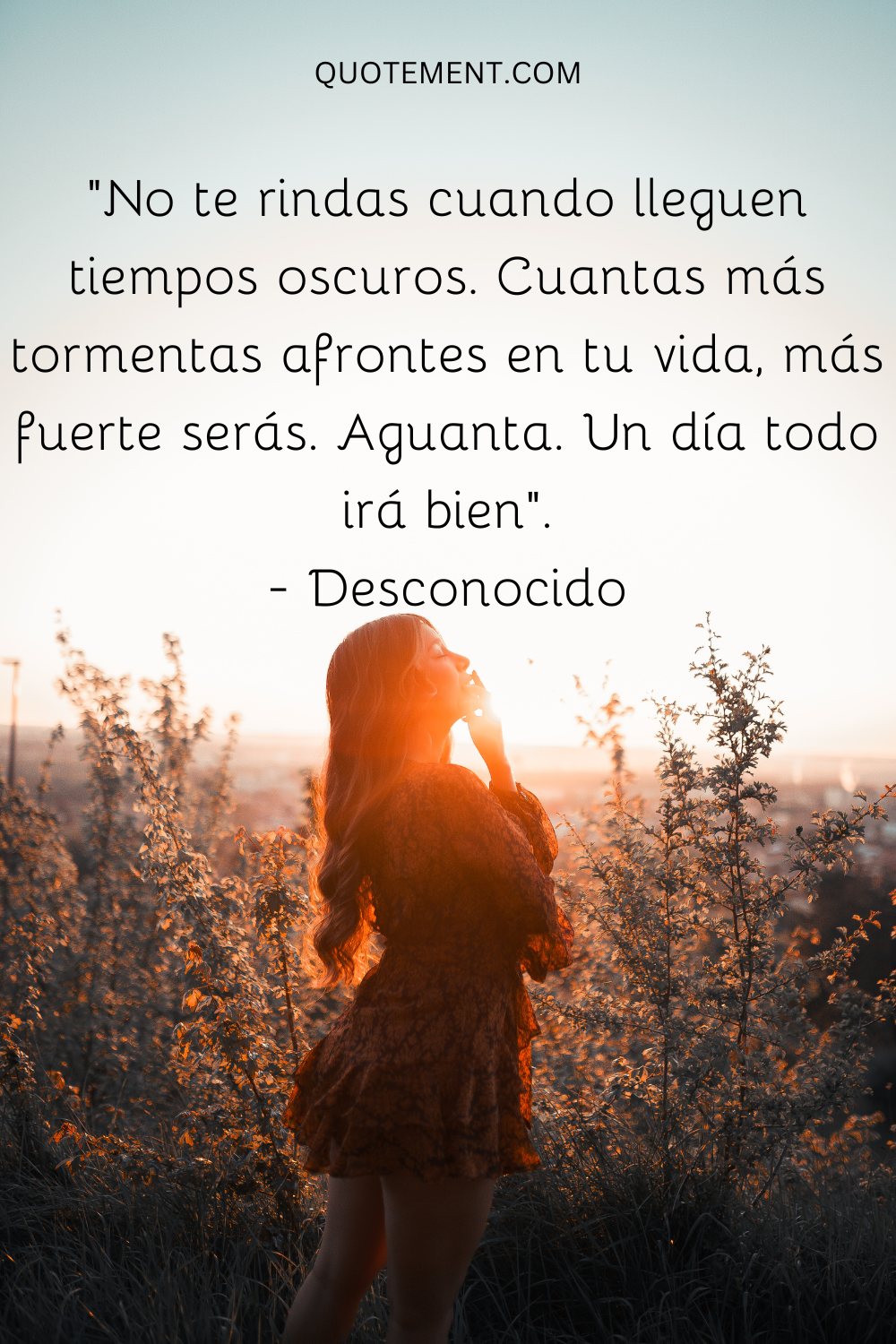 "No te rindas cuando lleguen tiempos oscuros. Cuantas más tormentas afrontes en tu vida, más fuerte serás. Resiste. Un día todo irá bien". - Desconocido