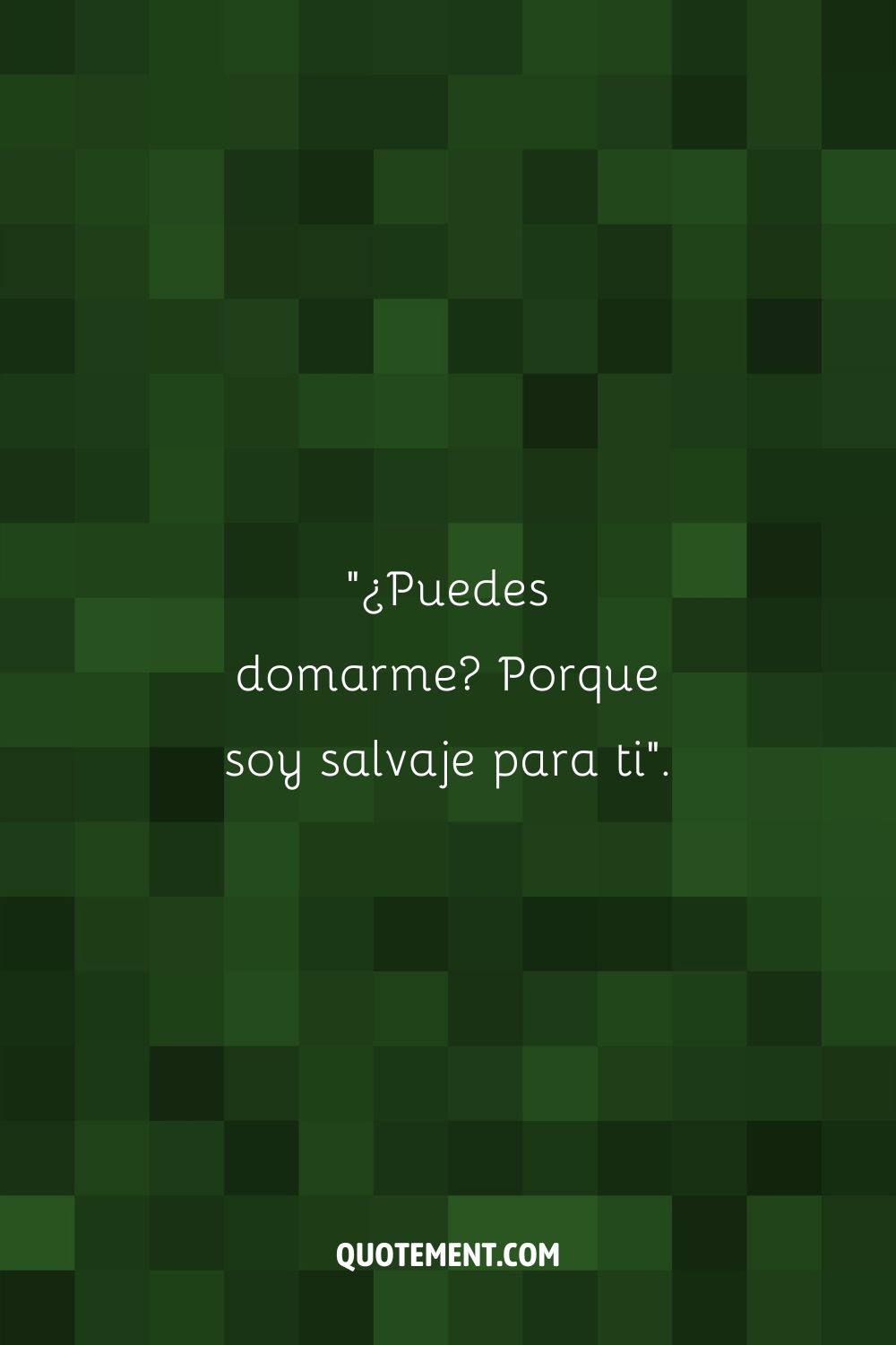 ¿Puedes domarme? Porque soy salvaje por ti.