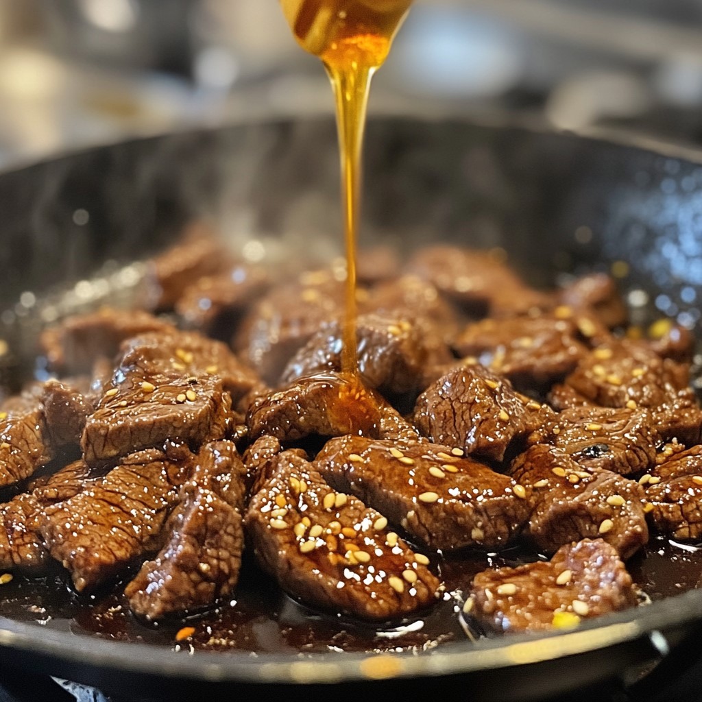 Bulgogi-beef-in-a-hot-skillet