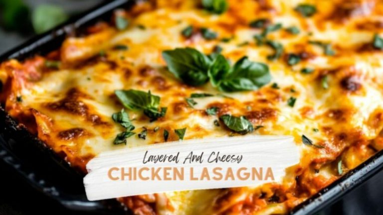 Layered And Cheesy Chicken Lasagna