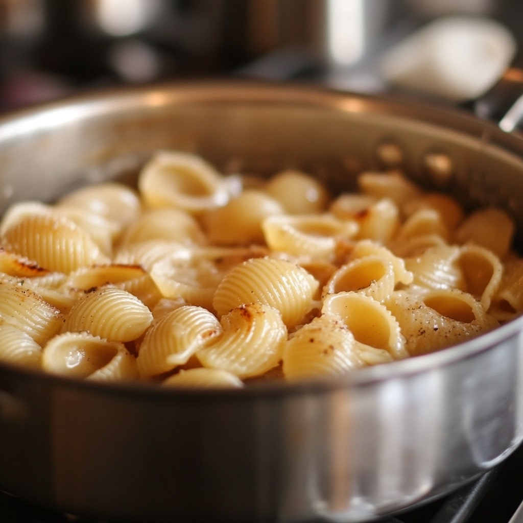 Pasta-Shells-Cooking-In-A-Stockpot