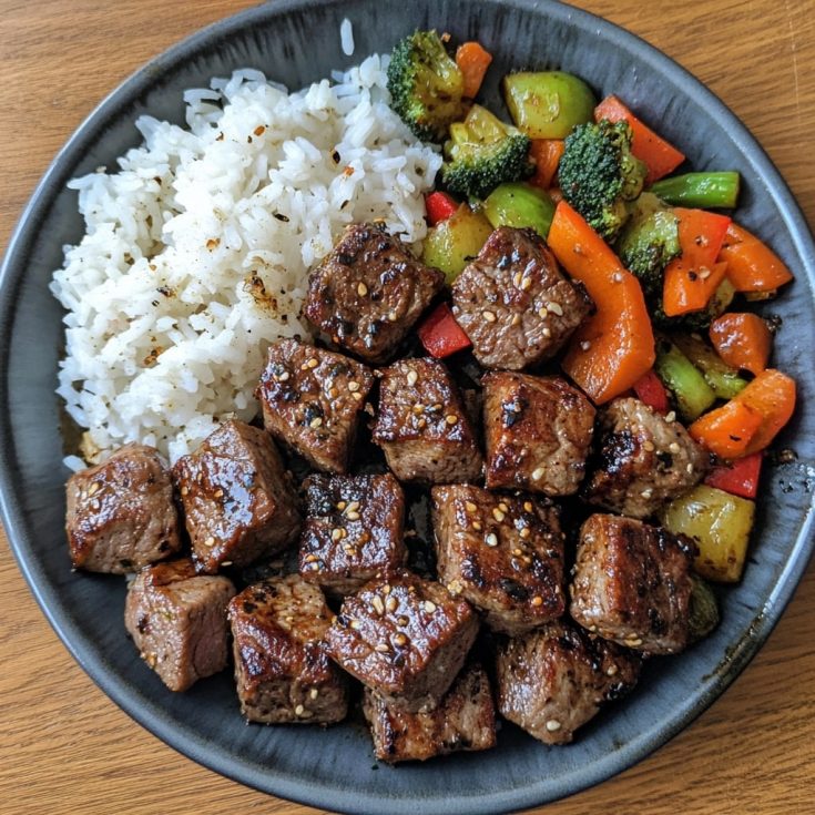 Prepared-Air-Fried-Steak-Bites-With-Rice-And-Some-Veggies