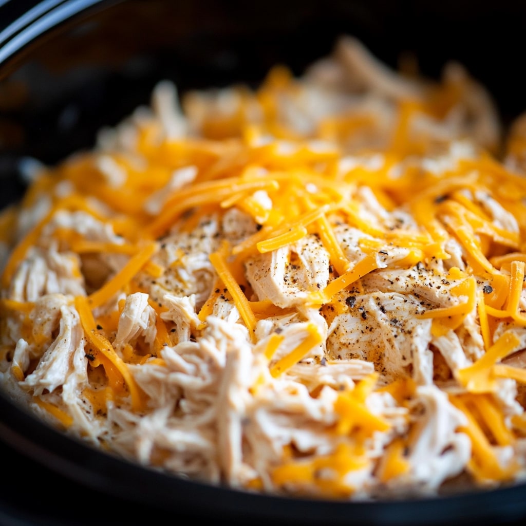 Slow-Cooker-Chicken-With-Cheddar-Cheese-On-Top