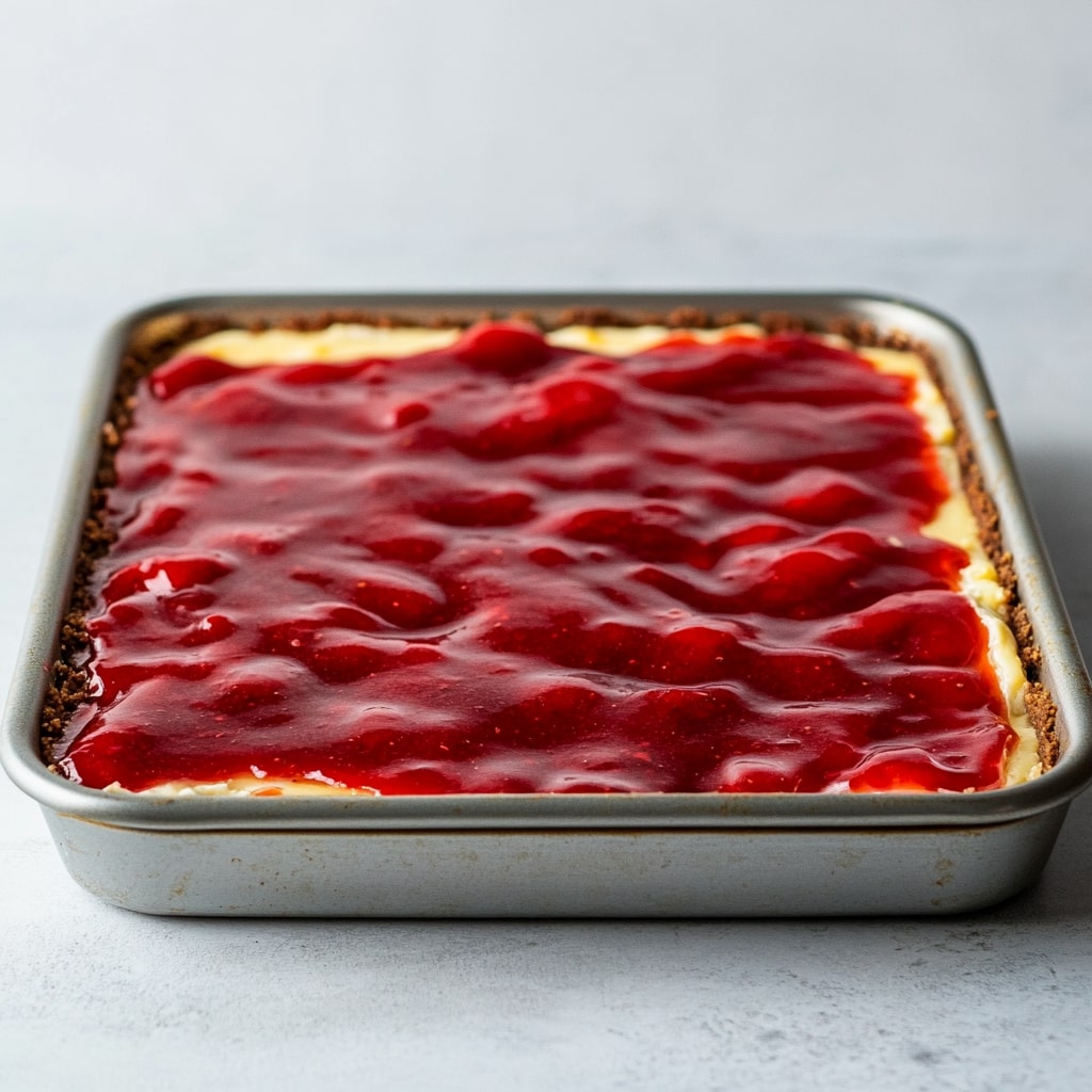 Strawberry-Sauce-On-A-Cheesecake-Filling